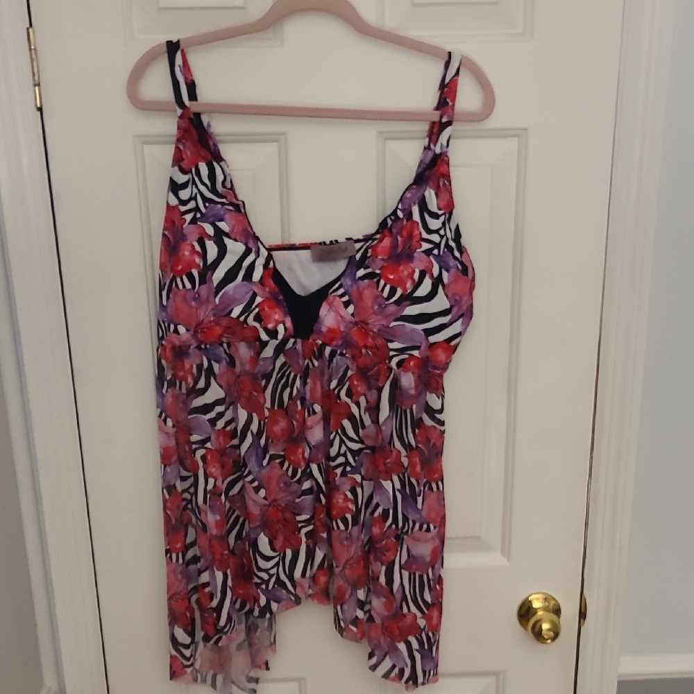 Vibrant Floral Zebra Print Swim Suit